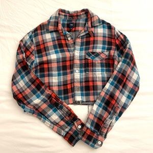 Gap, argyle, button-down, crop top